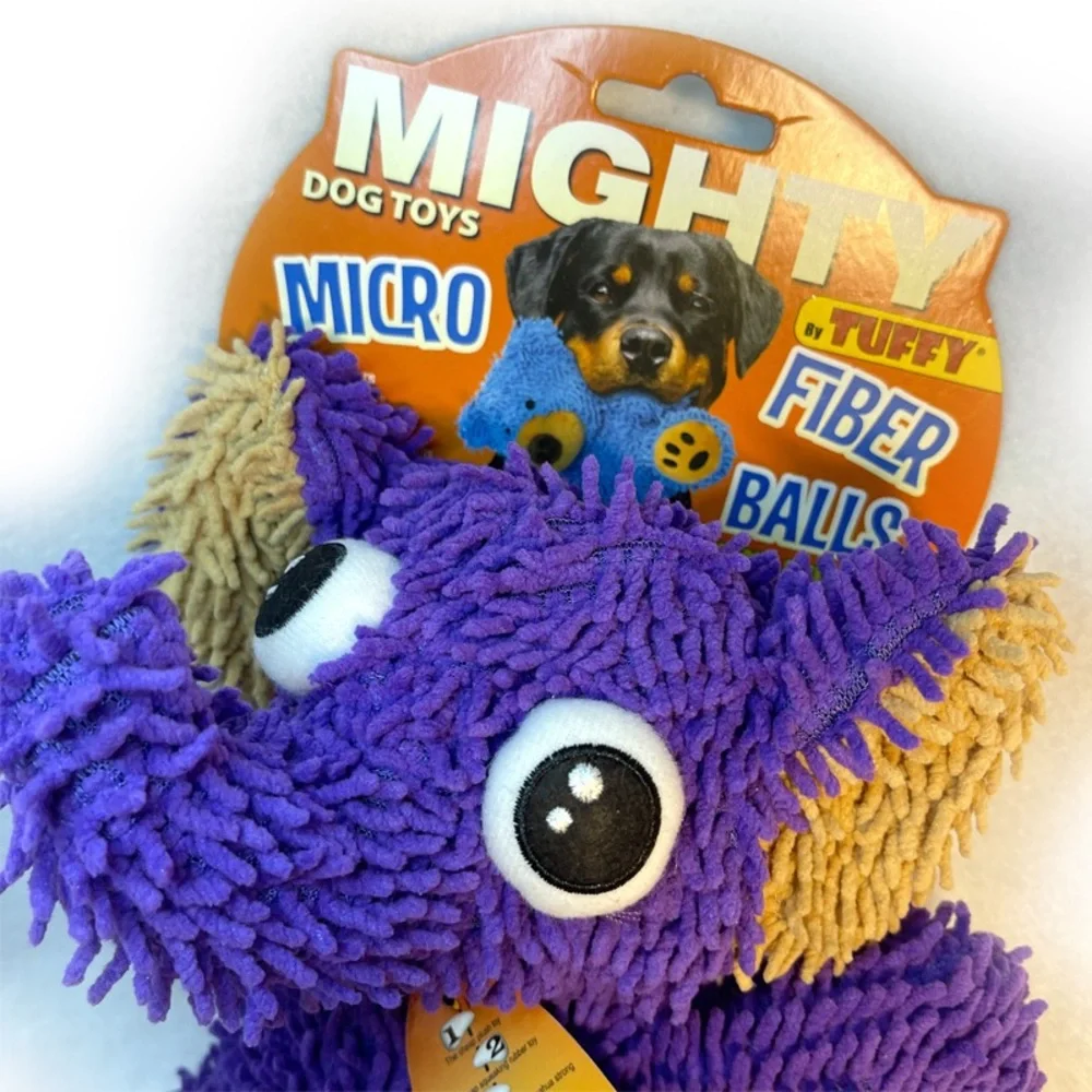 Mighty Toys Microfiber Ball Elephant Durable Squeaky Dog Toy + Dog Bags & Treats